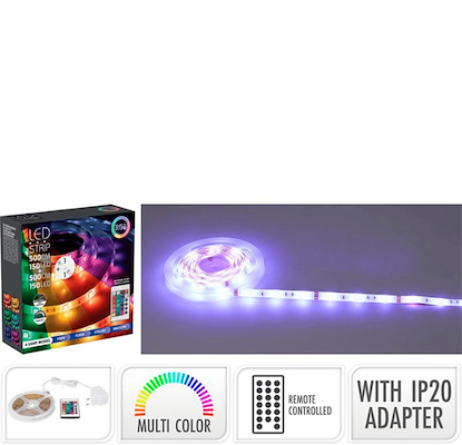 LED lysbånd med fjernbetjening multifarvet 5+5 meter 24 watt