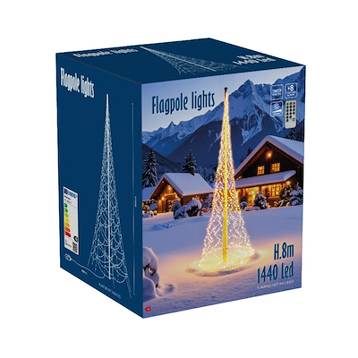 Flagstangslysnet 1440 LED H 8 x Ø 2 meter
