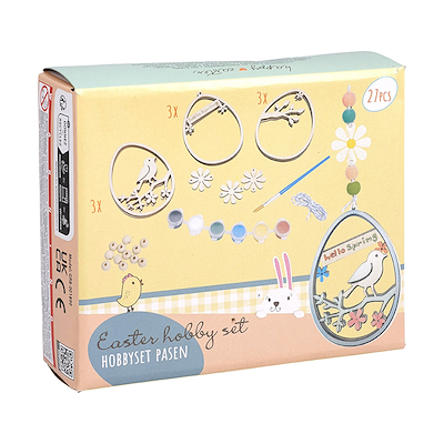 Mal-selv påskeæg med fugle motiv i træ 3 stk.