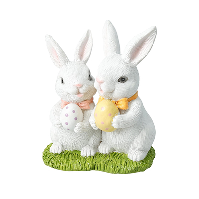 Påskefigur kaniner hvid H 12 cm