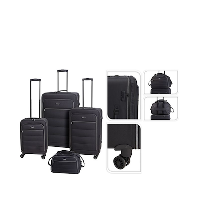 Kuffertsæt med flytaske sort 4 dele