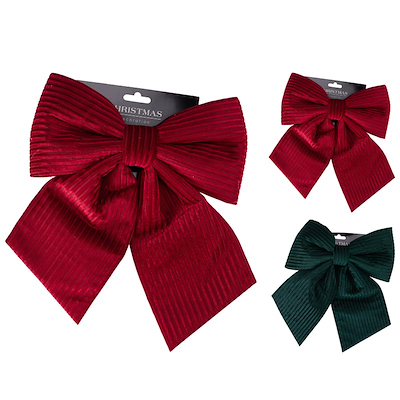 Julesløjfe velour assorteret rød/grøn 25x30 cm