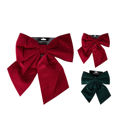 Julesløjfe velour assorteret rød/grøn 35x40 cm