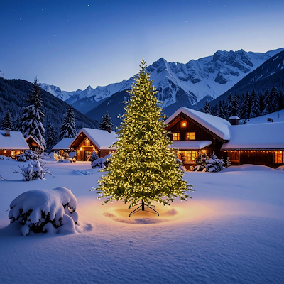 Kunstigt juletræ med LED H 210 cm