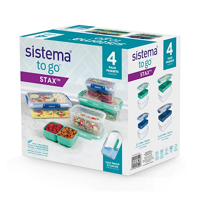 Sistema Stax To Go madkasse 2 liter 4 stk.