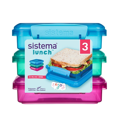 Sistema Klip It Sandwich madkasse multifarvet 450 ml 3 stk.