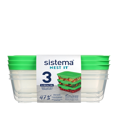 Sistema Nest It Meal Prep opbevaringsbokse 3 stk. 1 liter