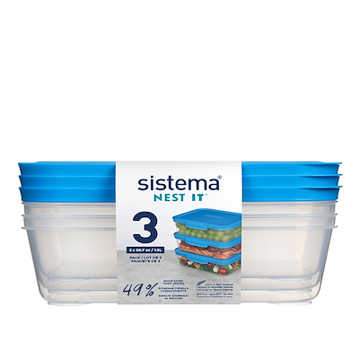 Sistema Nest It Meal Prep opbevaringsbokse 3 stk. 1,5 liter