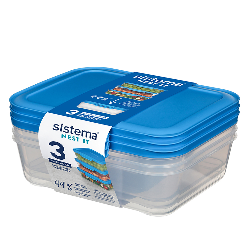 Sistema Nest It Meal Prep opbevaringsbokse 3 stk. 1,5 liter