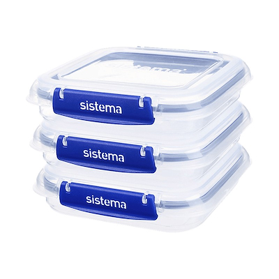 Sistema Square Klip It Plus opbevaringssæt 3 stk. 520ml