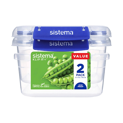 Sistema Square Klip It Plus opbevaringssæt 2 stk. 1,15 liter